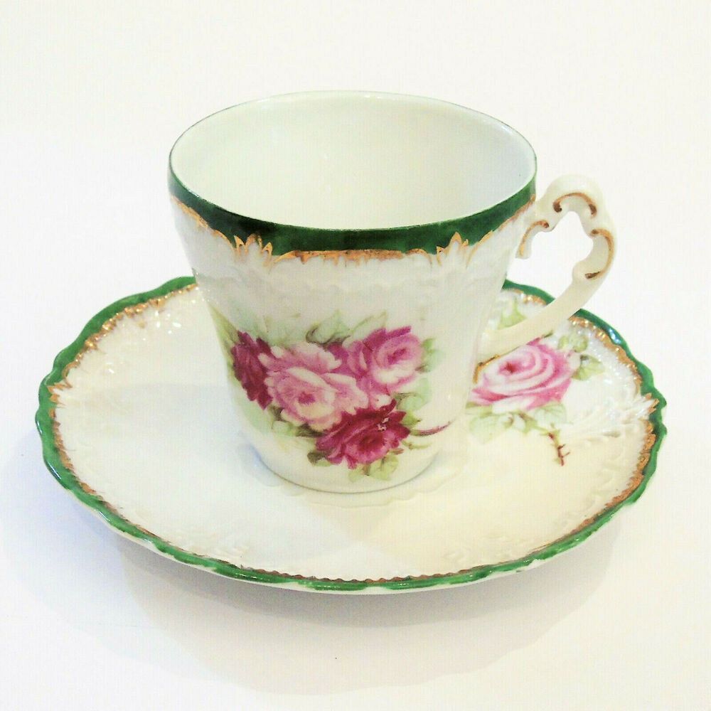 Antique 1848-1933 WEIMAR Germany DEMITASSE Espresso CUP & SAUCER SET Bone China